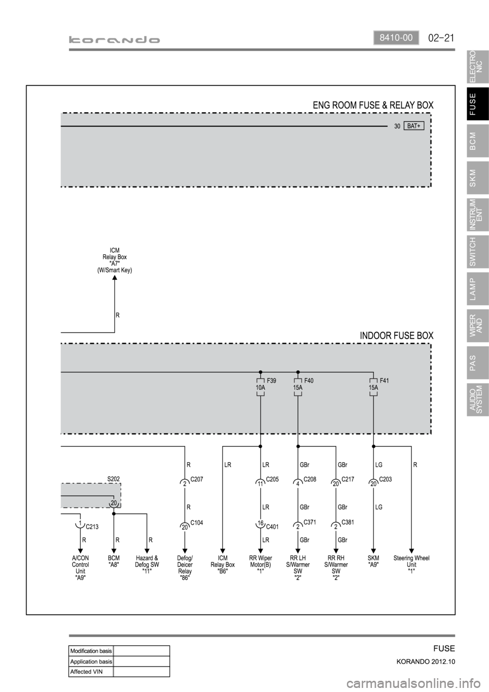 SSANGYONG KORANDO 2012  Service Manual 02-218410-00 