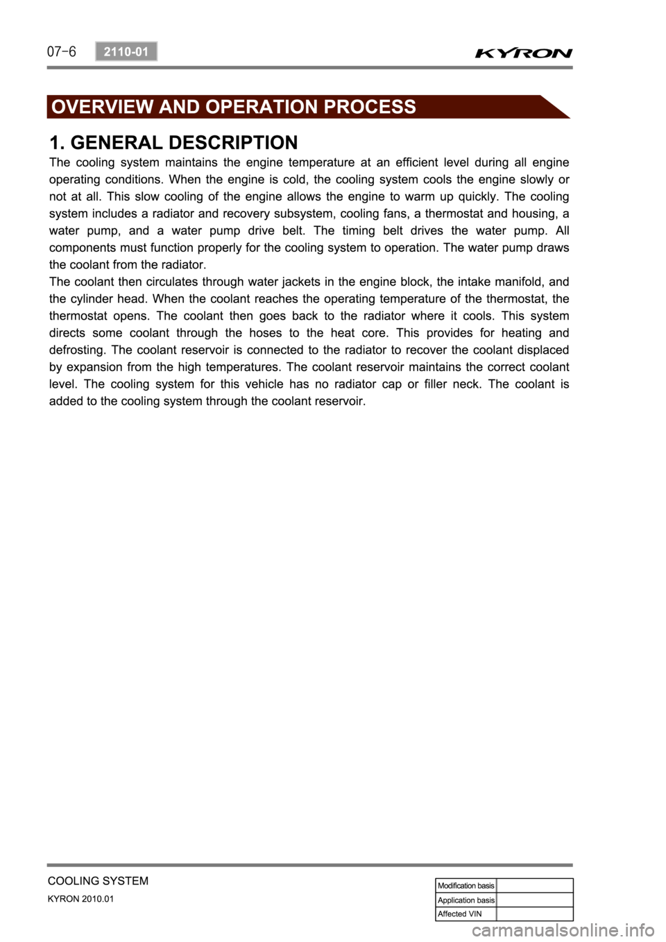 SSANGYONG KYRON 2010  Service Manual 