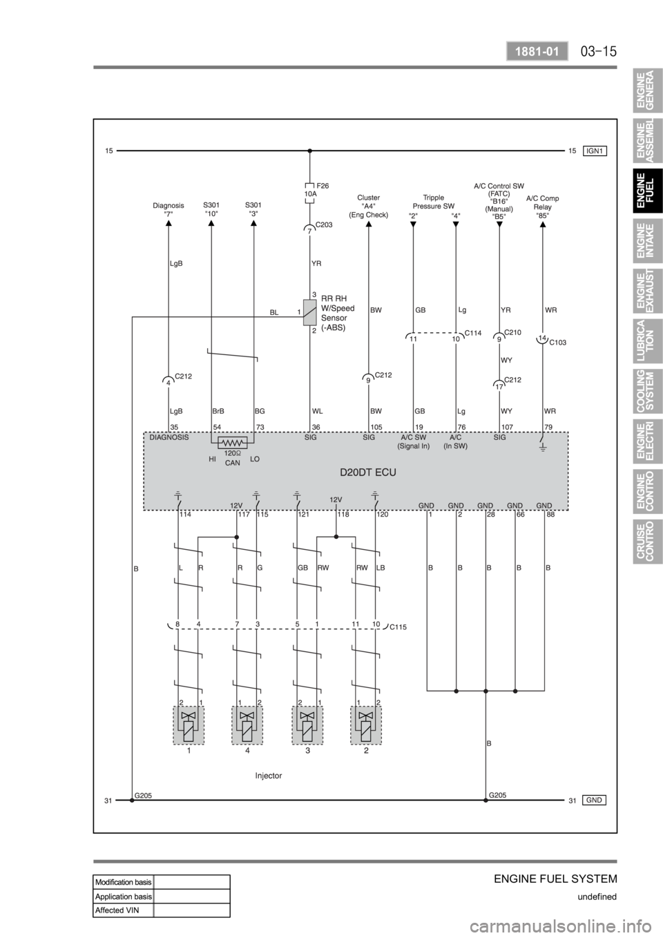 SSANGYONG KYRON 2008 User Guide ENGINE FUEL SYSTEM
undefined
1881-01 SSANGYONG KYRON 2008 User Guide ENGINE FUEL SYSTEM
undefined
1881-01