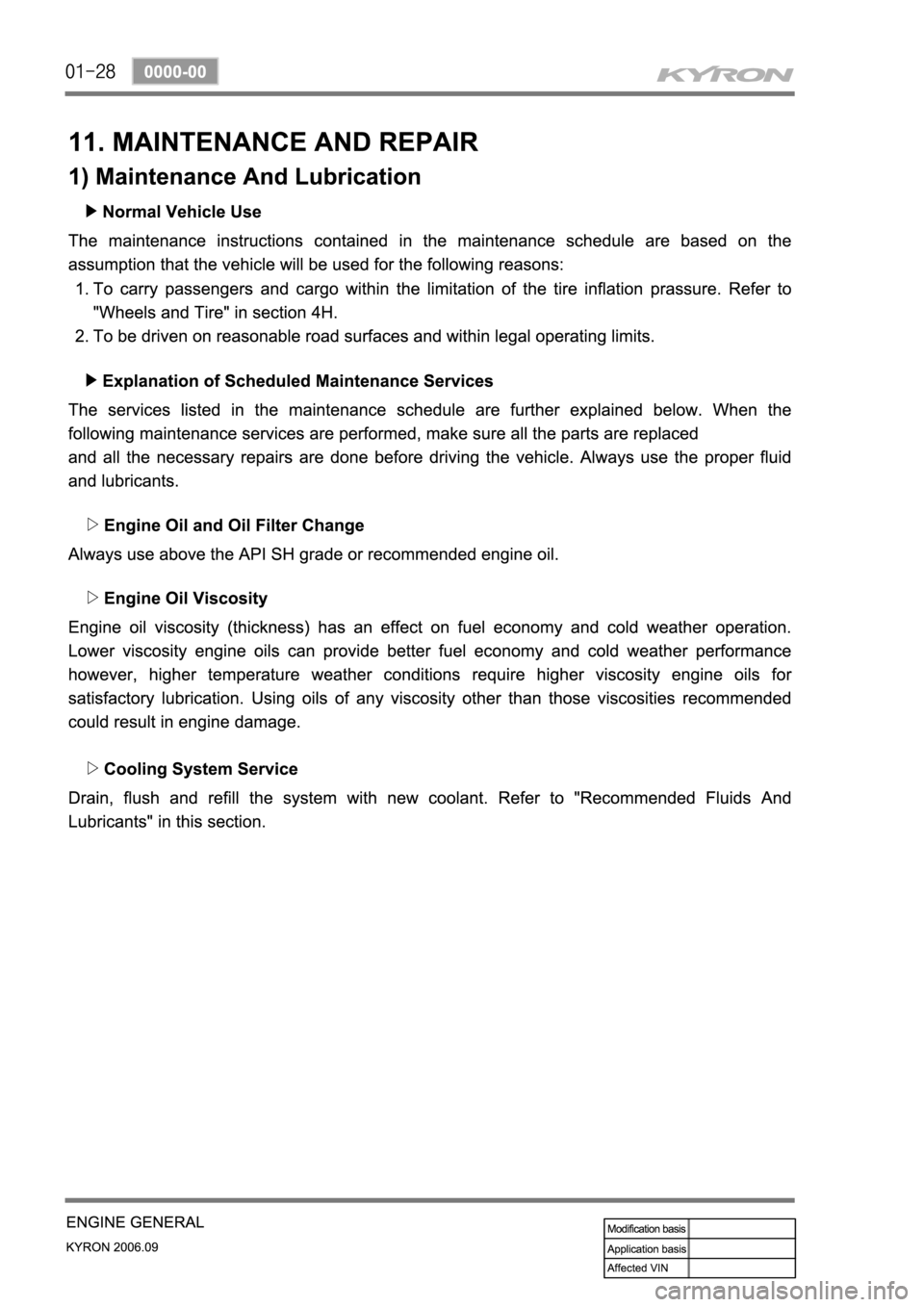 SSANGYONG KYRON 2006 Service Manual SSANGYONG KYRON 2006 Service Manual