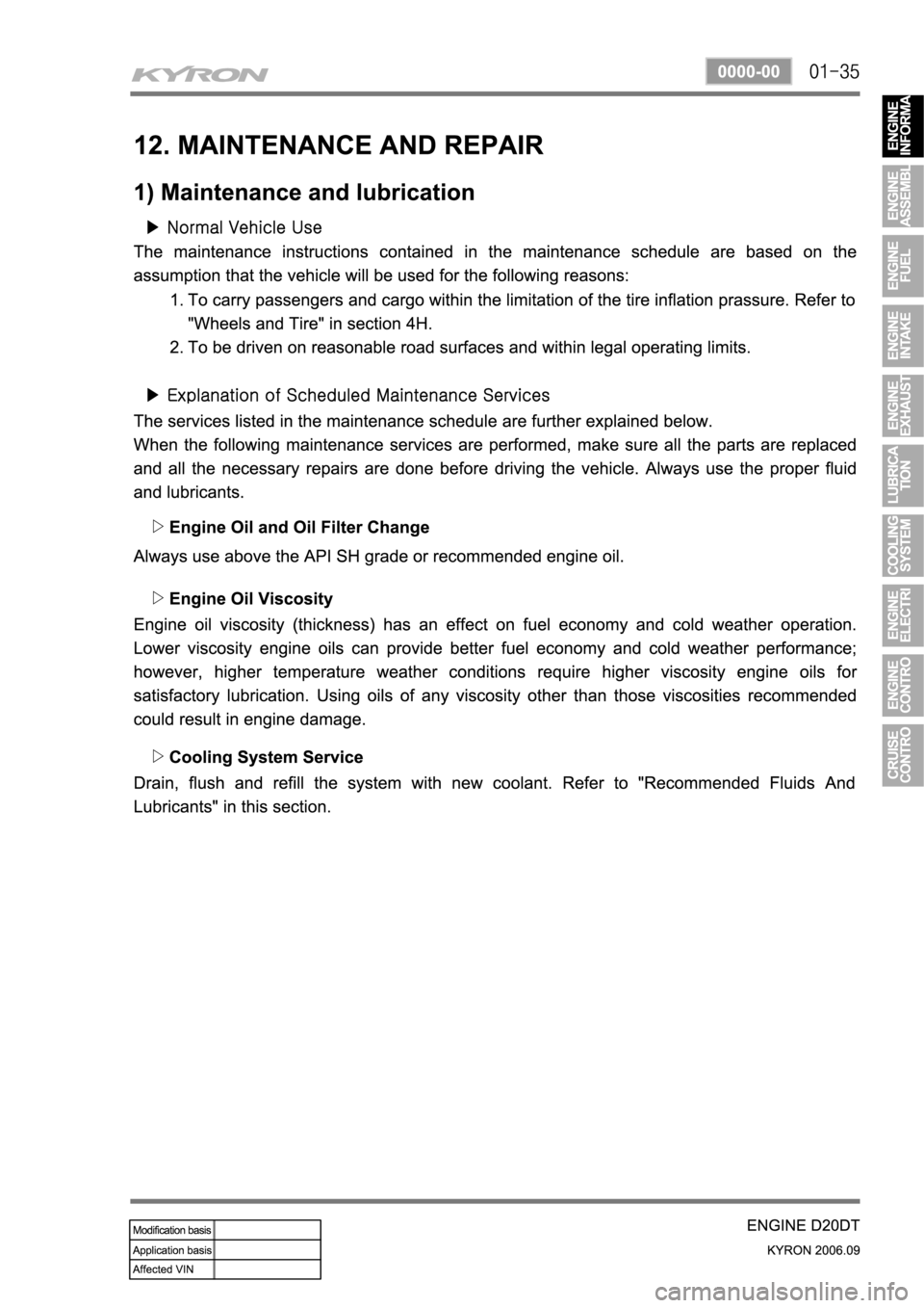 SSANGYONG KYRON 2006 Service Manual SSANGYONG KYRON 2006 Service Manual