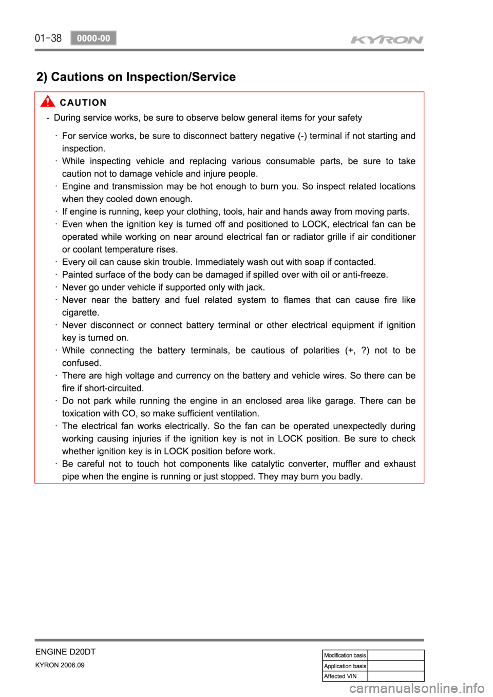 SSANGYONG KYRON 2006 Service Manual SSANGYONG KYRON 2006 Service Manual