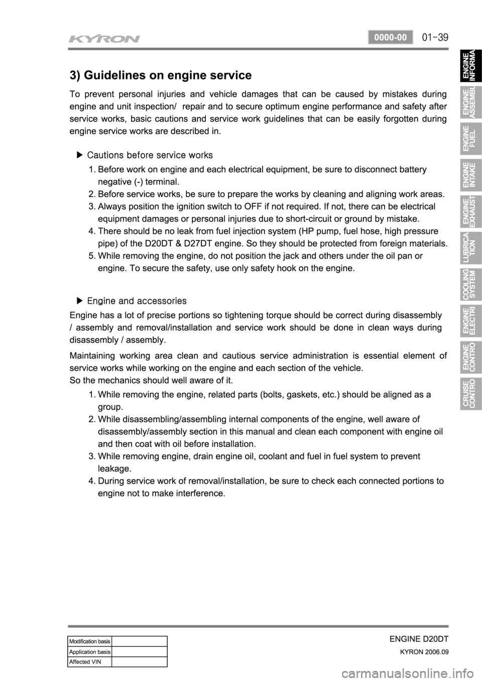 SSANGYONG KYRON 2006 Service Manual SSANGYONG KYRON 2006 Service Manual
