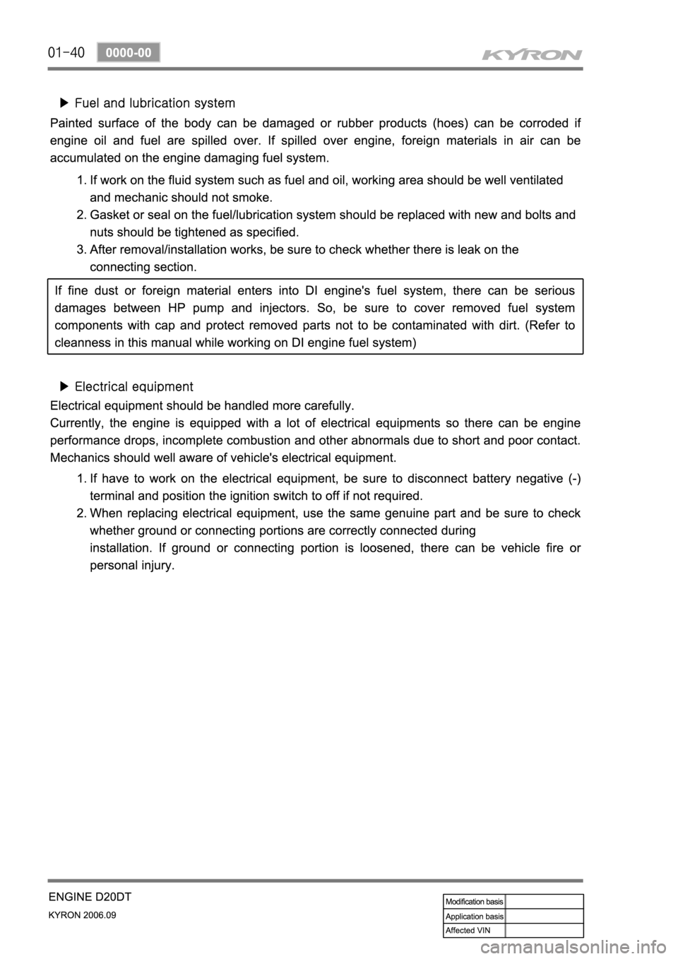 SSANGYONG KYRON 2006 Service Manual SSANGYONG KYRON 2006 Service Manual
