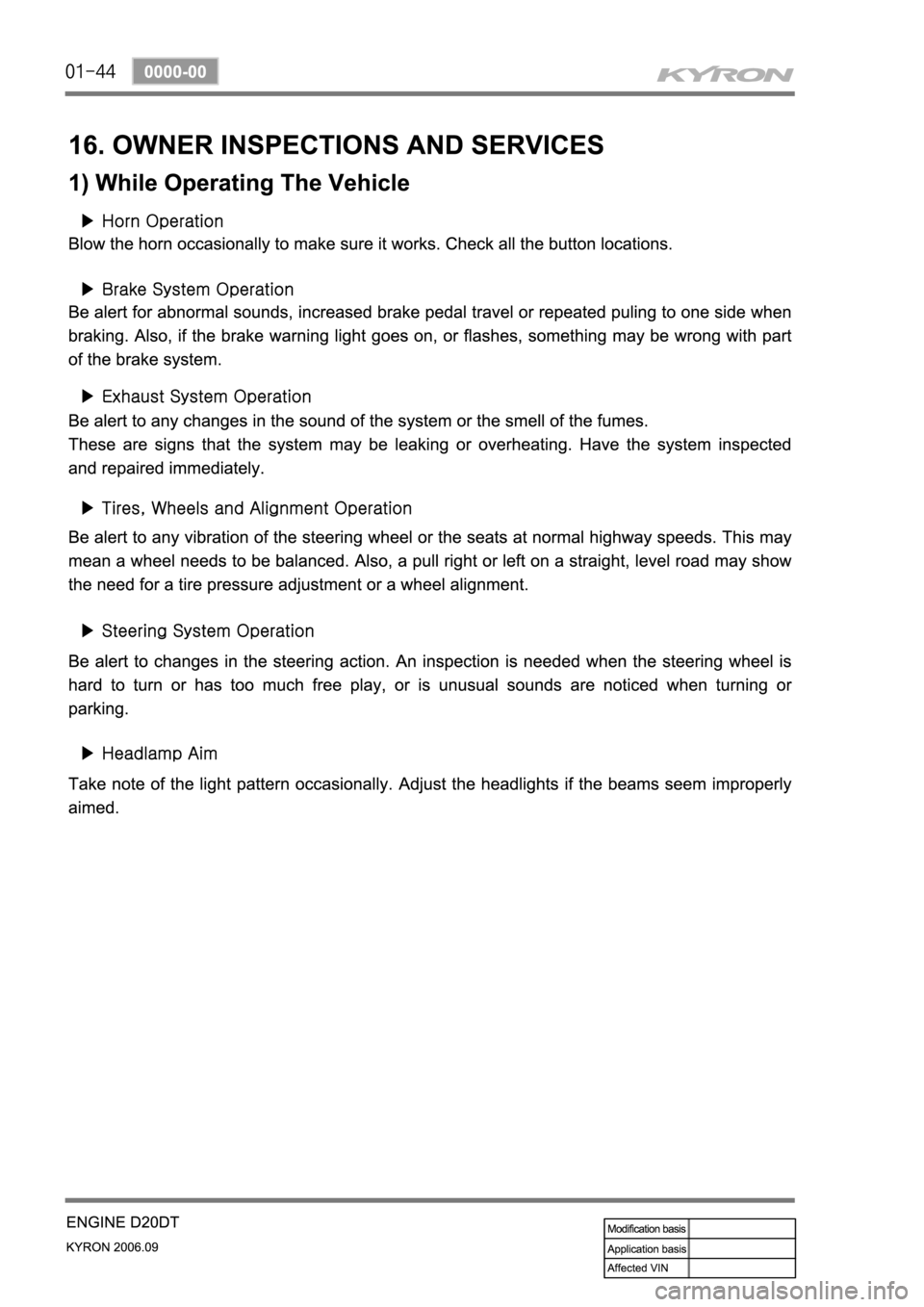 SSANGYONG KYRON 2006 Service Manual SSANGYONG KYRON 2006 Service Manual