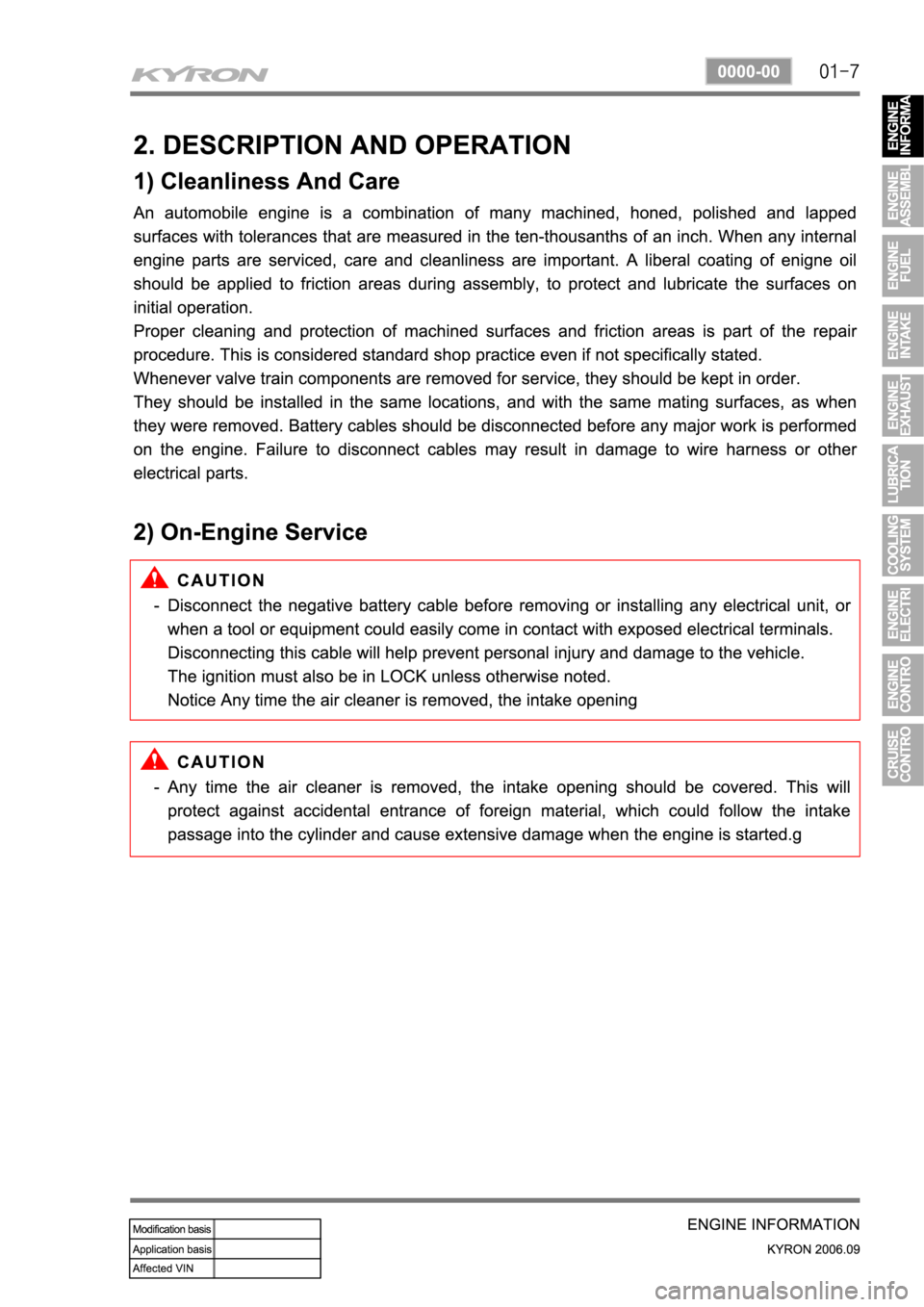 SSANGYONG KYRON 2006 Service Manual SSANGYONG KYRON 2006 Service Manual