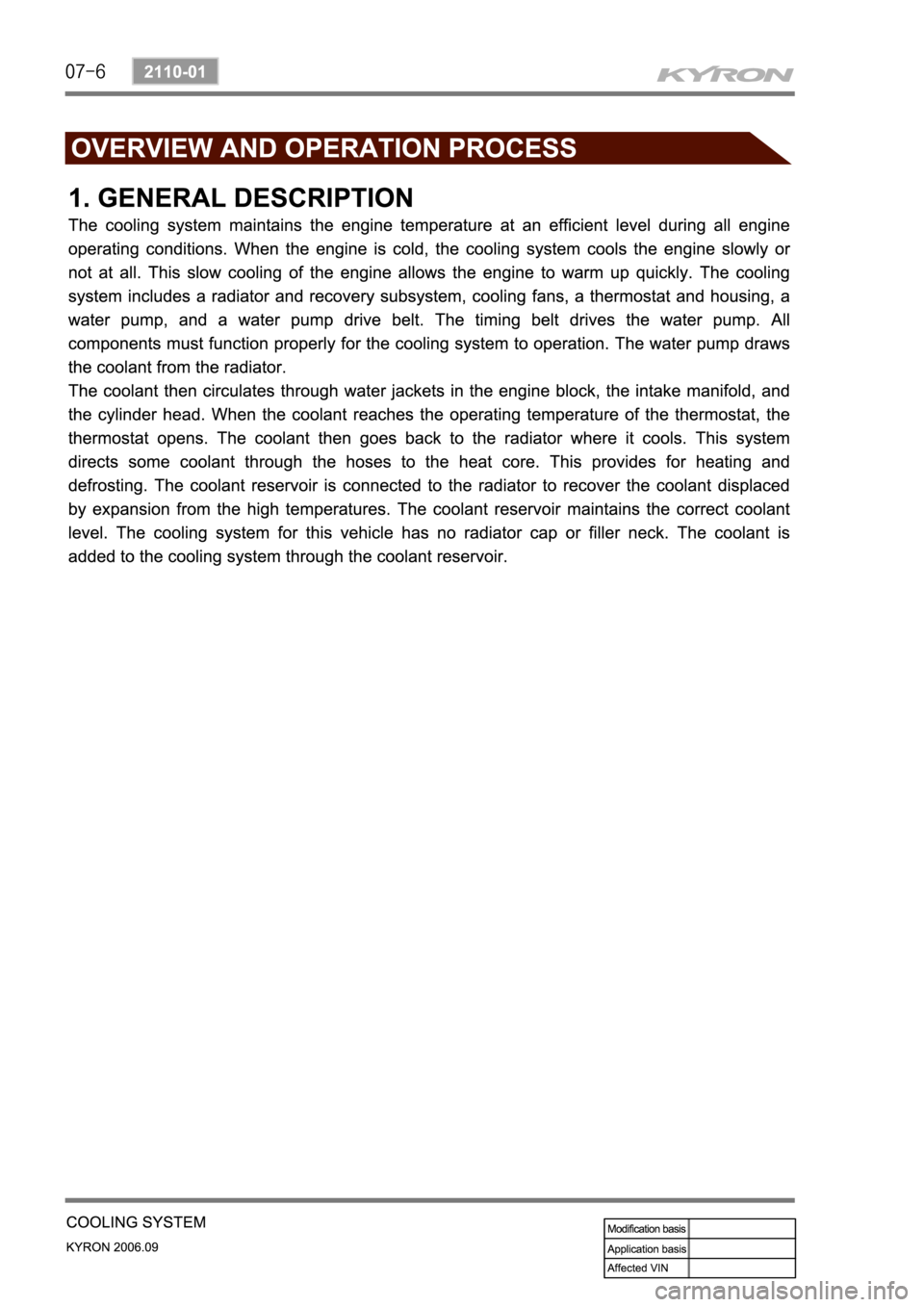 SSANGYONG KYRON 2006 Service Manual SSANGYONG KYRON 2006 Service Manual