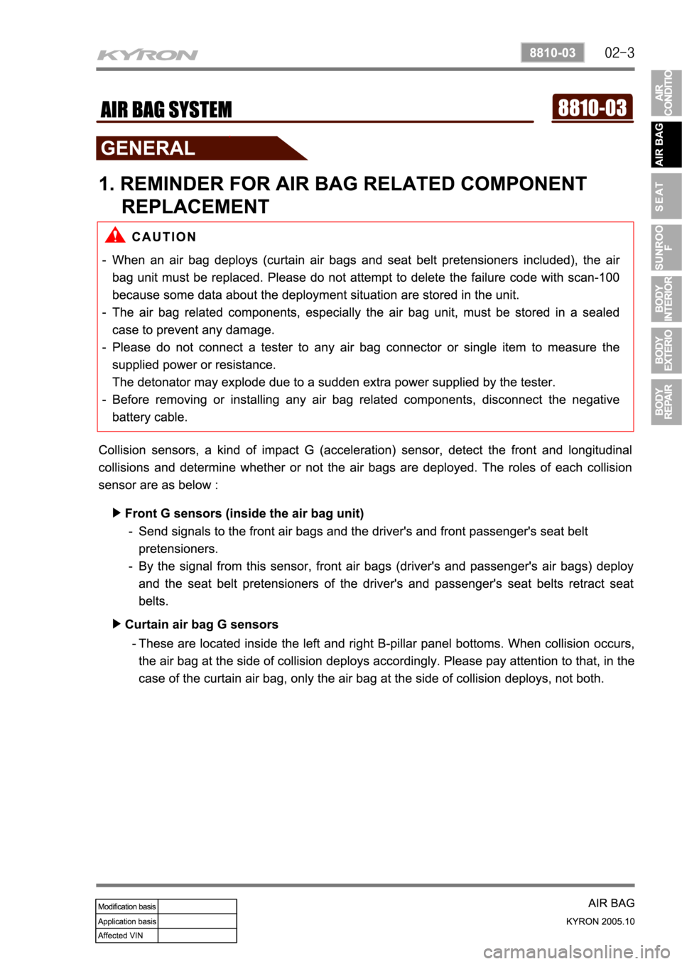 SSANGYONG KYRON 2005 Service Manual SSANGYONG KYRON 2005 Service Manual