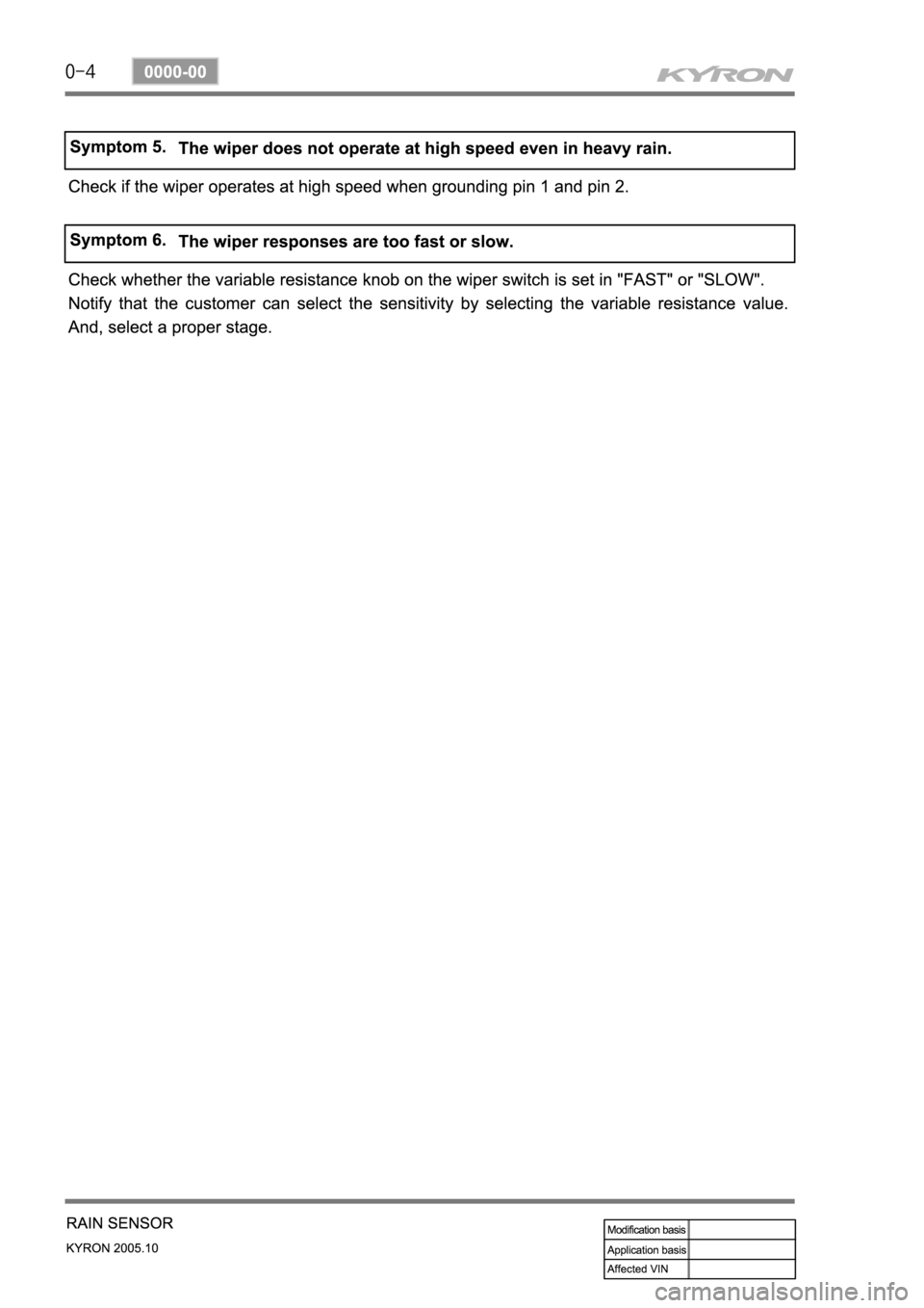 SSANGYONG KYRON 2005 Service Manual SSANGYONG KYRON 2005 Service Manual