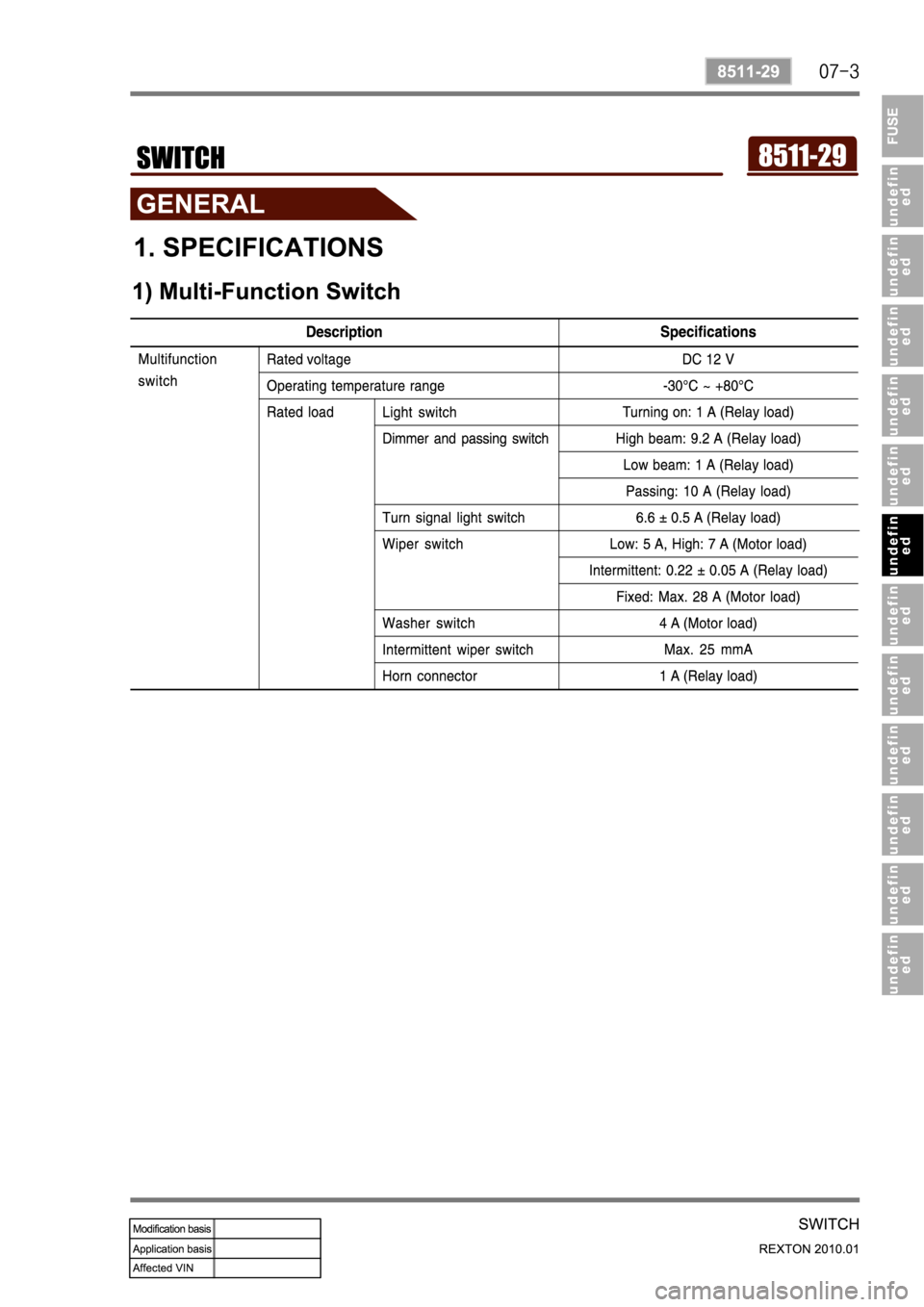 SSANGYONG NEW REXTON 2010 Service Manual SSANGYONG NEW REXTON 2010 Service Manual