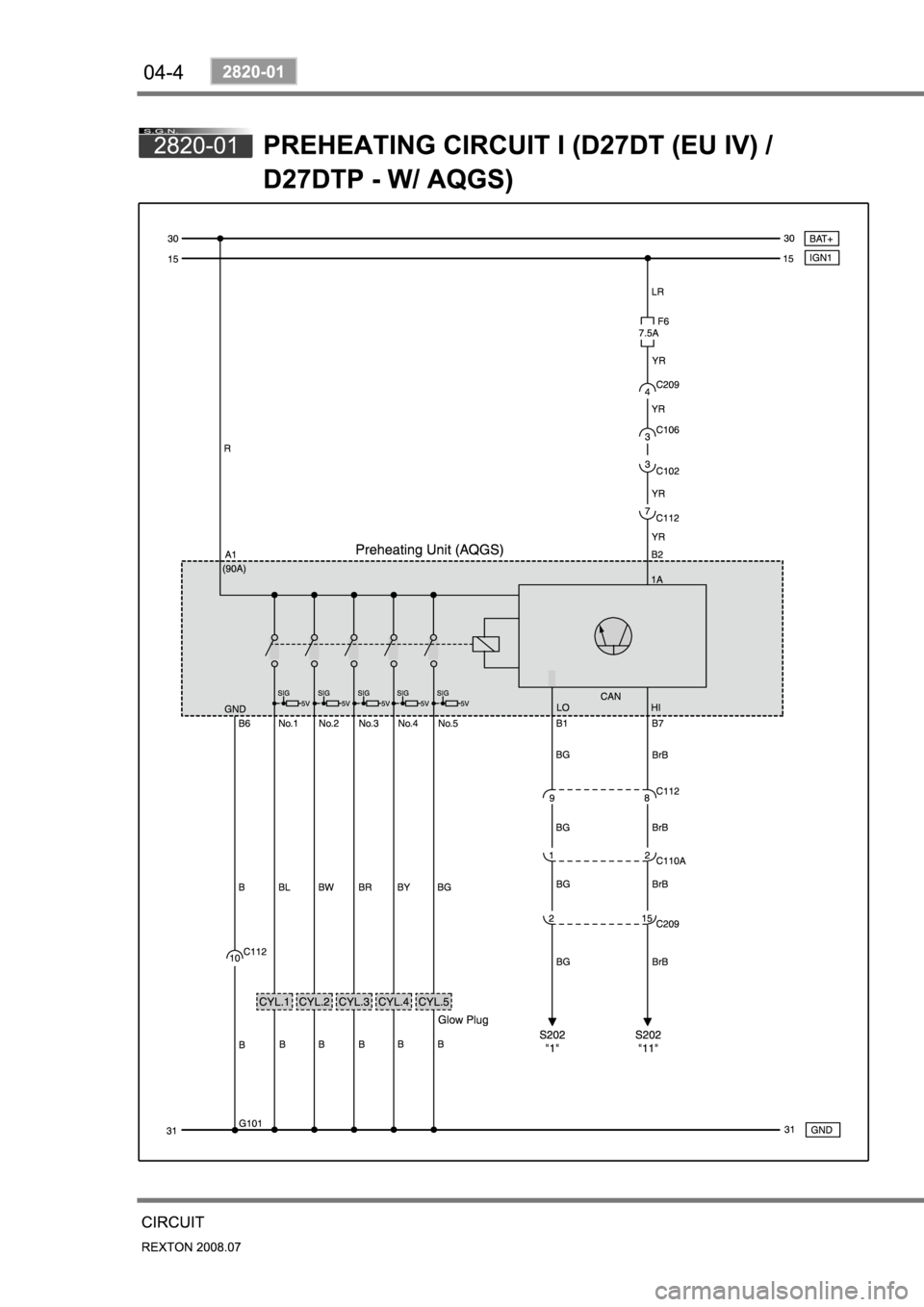 SSANGYONG NEW REXTON 2008 Workshop Manual 