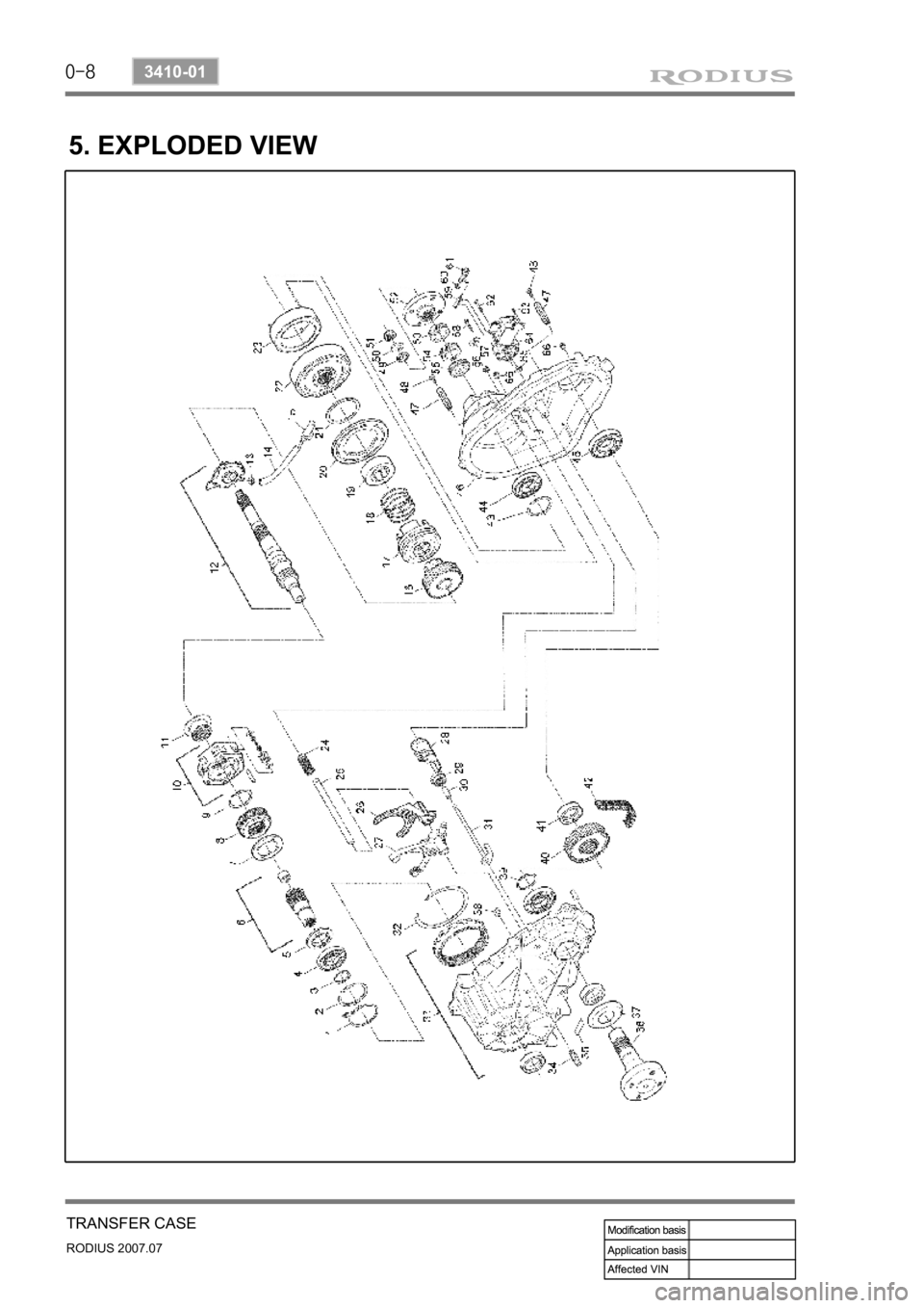 SSANGYONG RODIUS 2006  Service Manual 0-8
RODIUS 2007.07
3410-01
TRANSFER CASE
5. EXPLODED VIEW 
