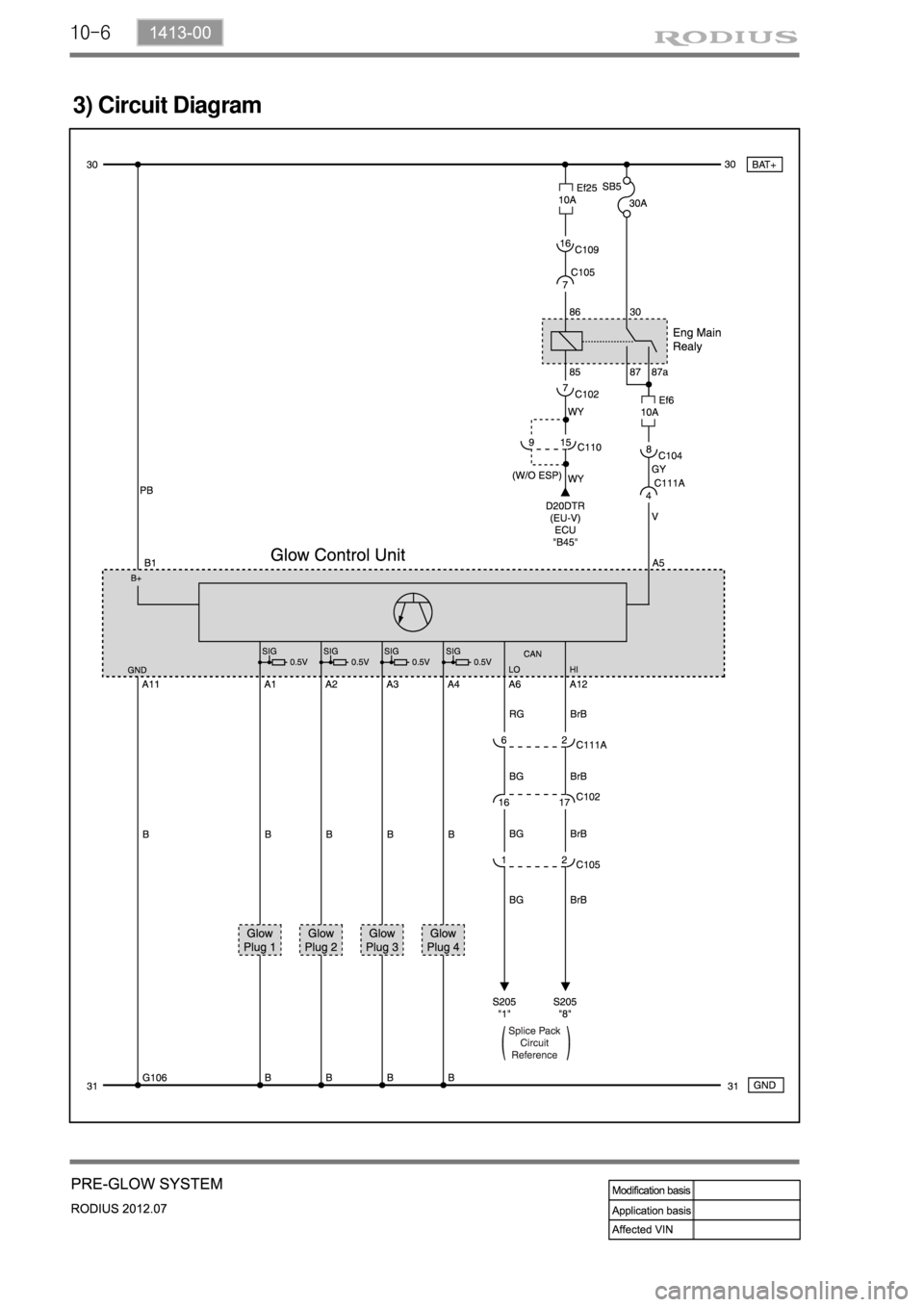 SSANGYONG RODIUS 2012  Service Manual 10-6
3) Circuit Diagram 