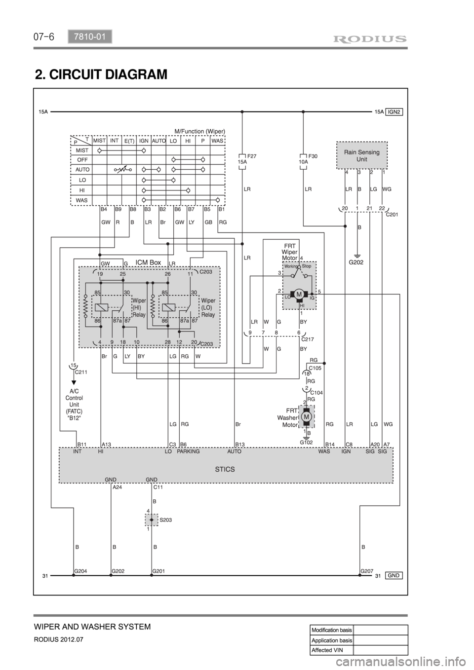 SSANGYONG RODIUS 2012  Service Manual 07-6
2. CIRCUIT DIAGRAM 