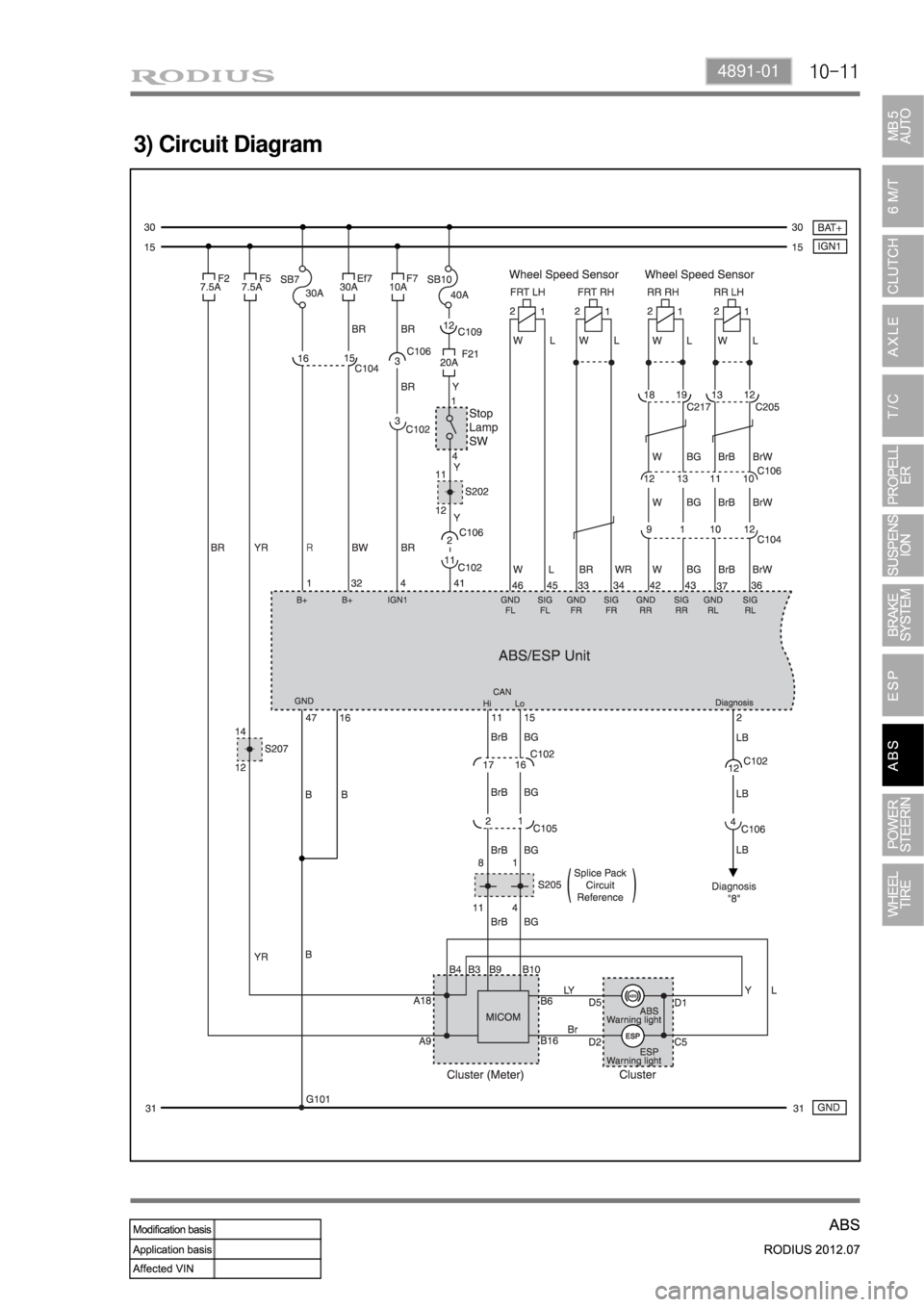 SSANGYONG RODIUS 2012  Service Manual 10-114891-01
3) Circuit Diagram 