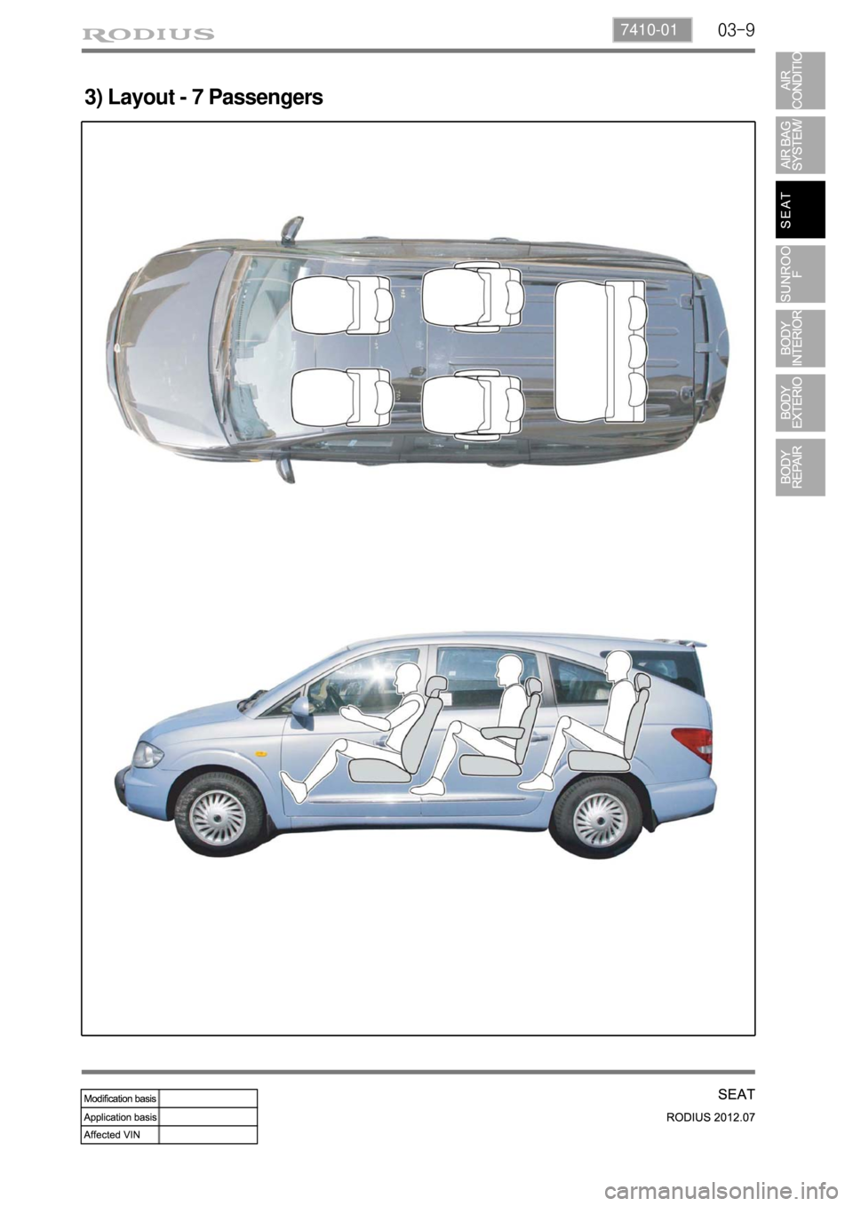 SSANGYONG RODIUS 2012 Service Manual 03-97410-01
3) Layout - 7 Passengers SSANGYONG RODIUS 2012 Service Manual 03-97410-01
3) Layout - 7 Passengers