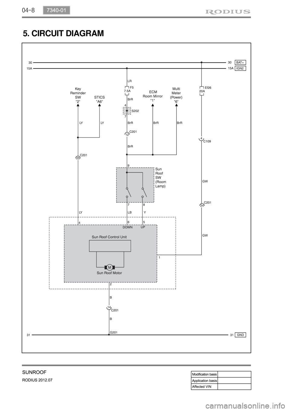 SSANGYONG RODIUS 2012 Service Manual 04-8
5. CIRCUIT DIAGRAM SSANGYONG RODIUS 2012 Service Manual 04-8
5. CIRCUIT DIAGRAM