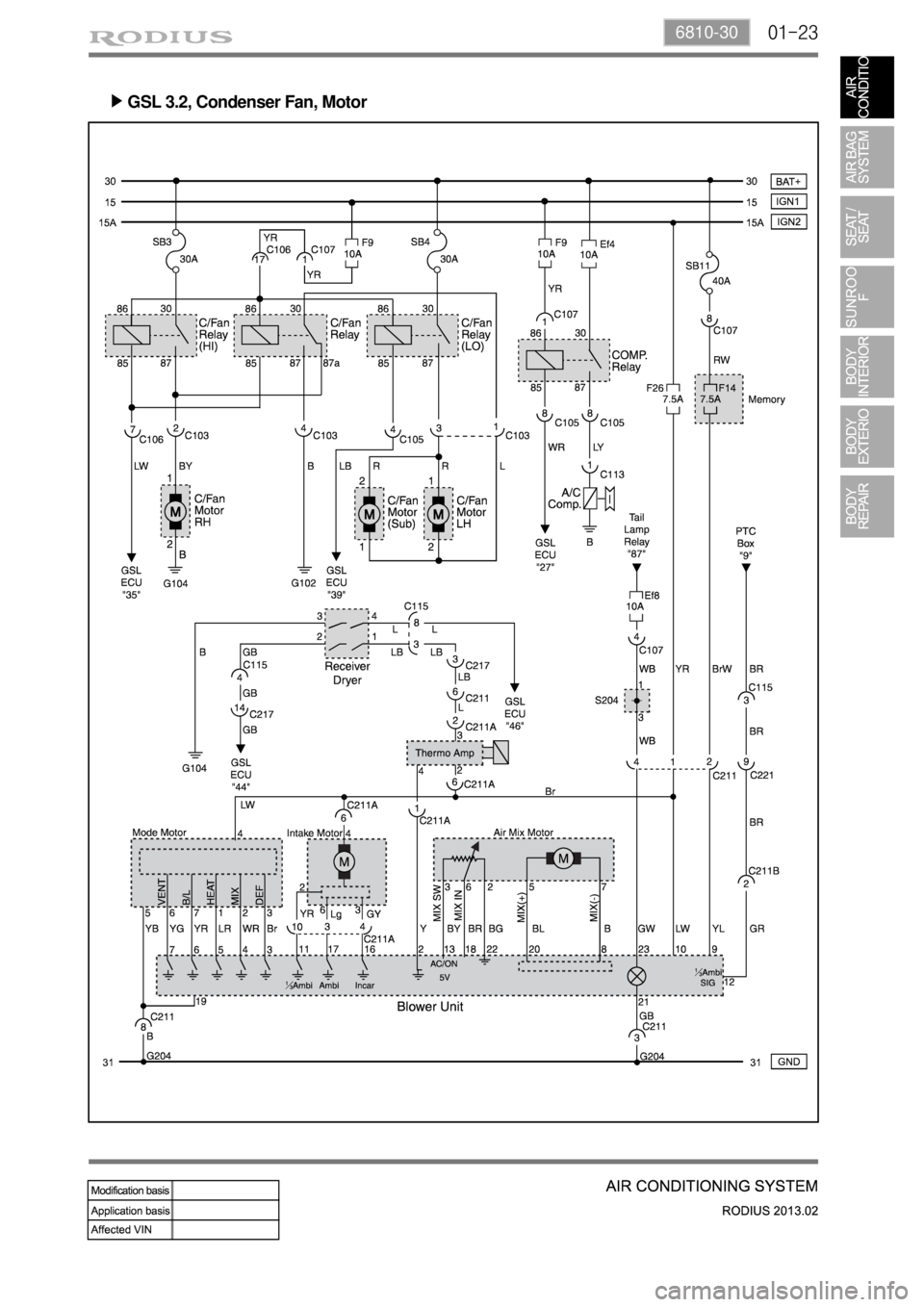 SSANGYONG TURISMO 2013  Service Manual 01-236810-30
GSL 3.2, Condenser Fan, Motor ▶ 
