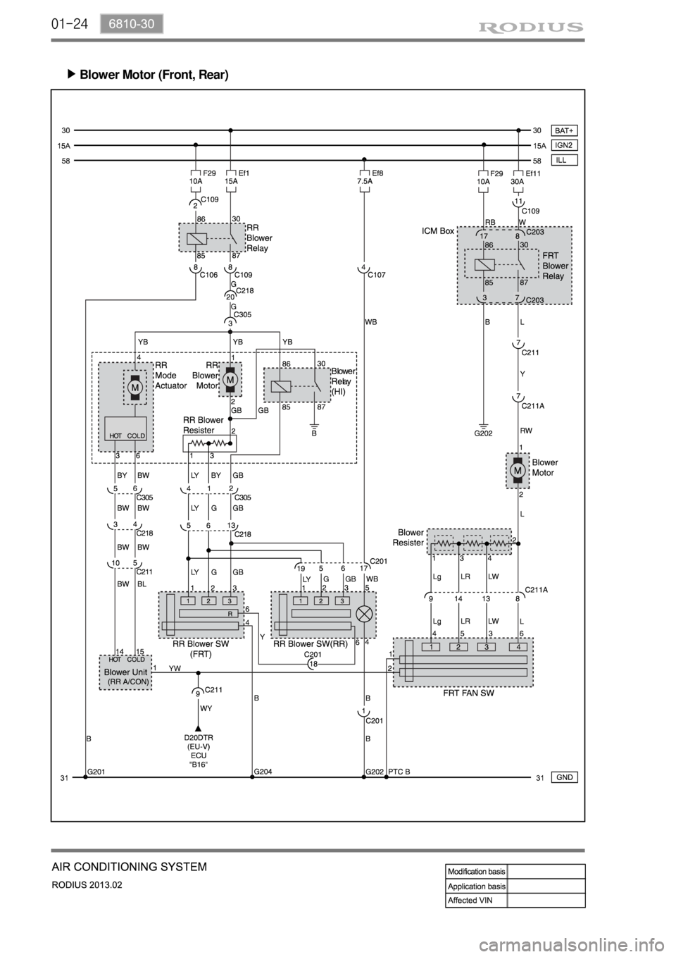 SSANGYONG TURISMO 2013  Service Manual 01-24
Blower Motor (Front, Rear) ▶ 