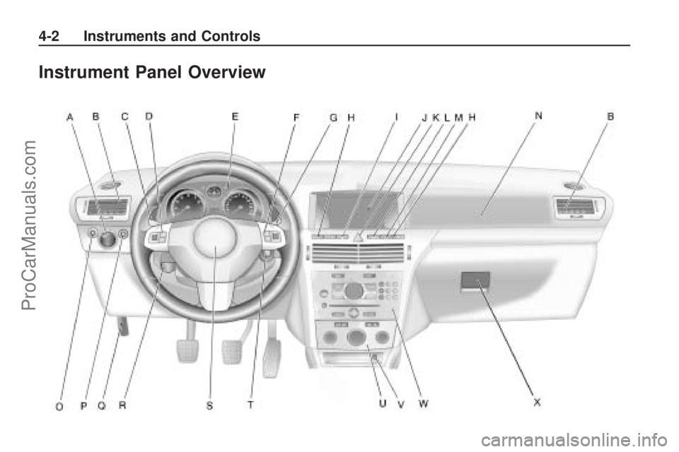 SATURN ASTRA 2009 Manual PDF Instrument Panel Overview
4-2 Instruments and Controls
ProCarManuals.com 
