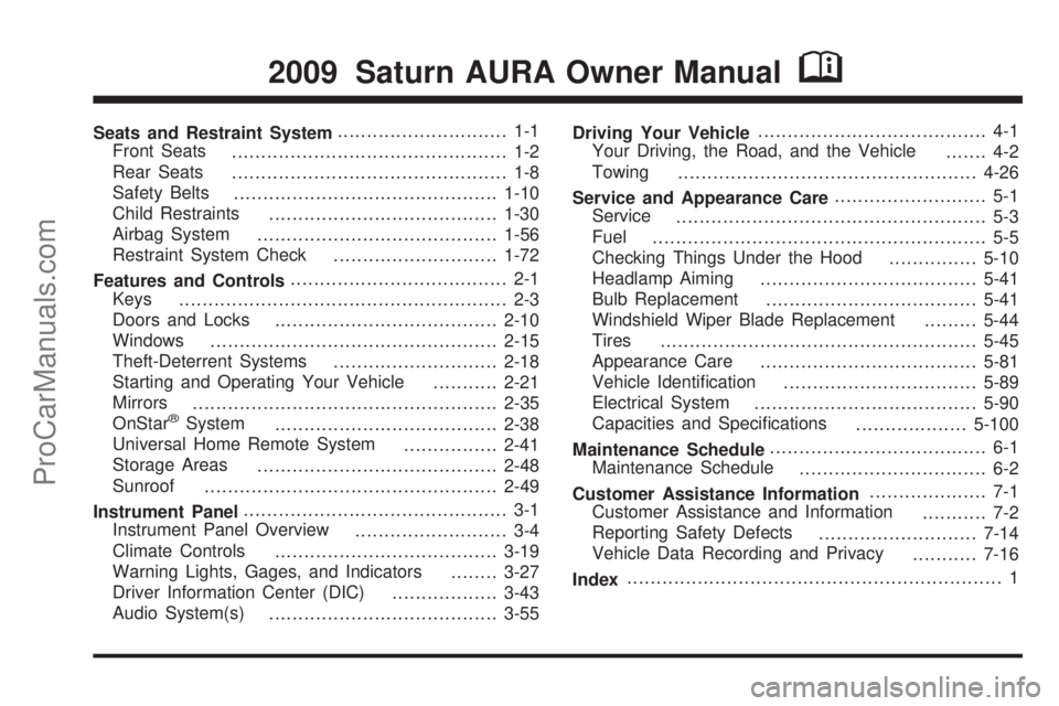 SATURN AURA 2009  Owners Manual 