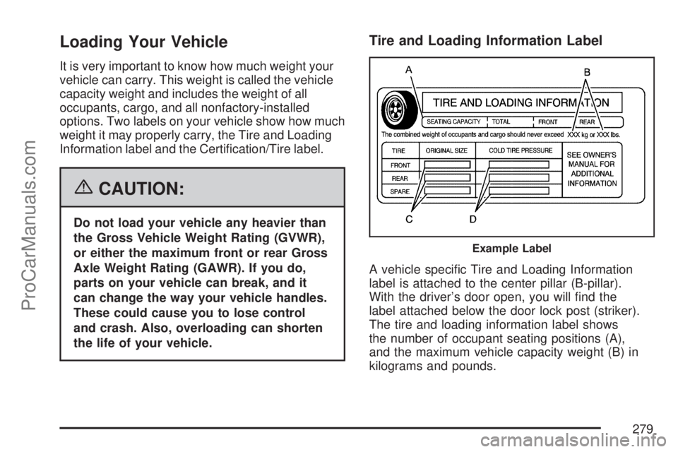 SATURN VUE 2007  Owners Manual Loading Your Vehicle
It is very important to know how much weight your
vehicle can carry. This weight is called the vehicle
capacity weight and includes the weight of all
occupants, cargo, and all non