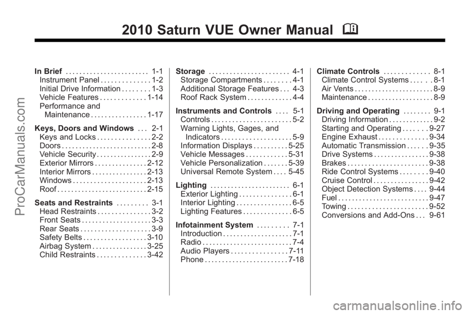 SATURN VUE 2010  Owners Manual 