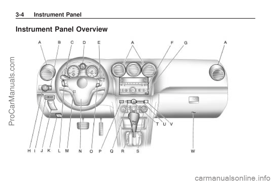 SATURN VUE 2009 Owners Manual Instrument Panel Overview
3-4 Instrument Panel
ProCarManuals.com SATURN VUE 2009 Owners Manual Instrument Panel Overview
3-4 Instrument Panel
ProCarManuals.com