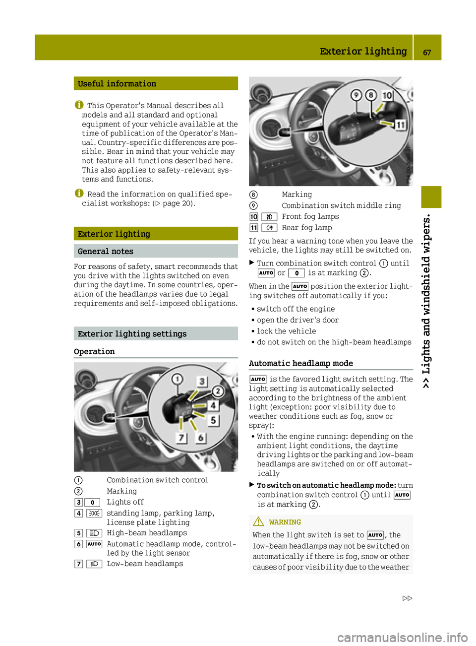 SMART FORTWO 2016  Owners Manual Useful information
i
This Operator's Manual describes all
models and all standard and optional
equipment of your vehicle available at the
time of publication of the Operator's Man- ual. Countr