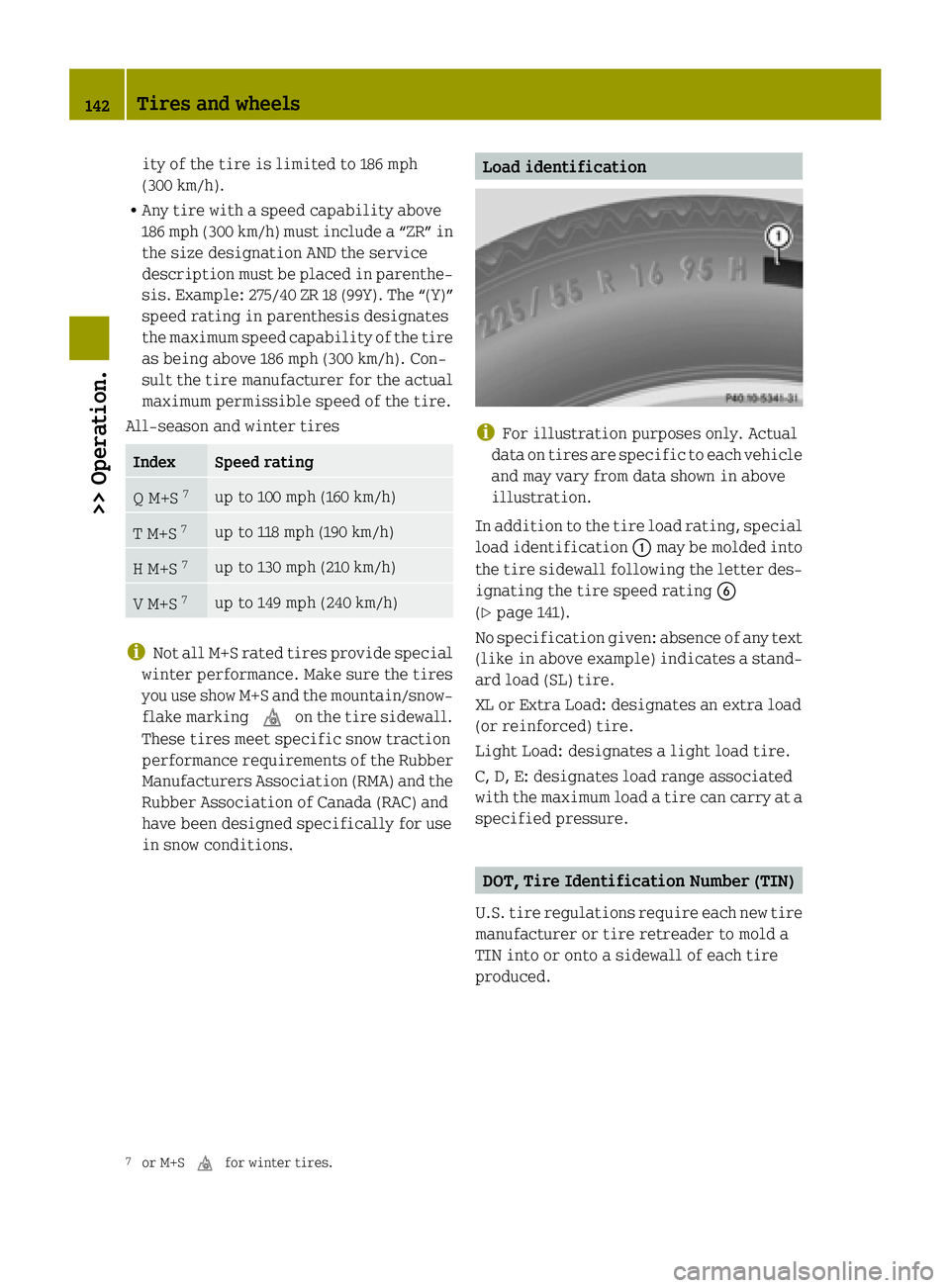 SMART FORTWO COUPE ELECTRIC DRIVE 2015 Owners Manual ity of the tire is limited to 186 mph
(300 km/h).
R Any tire with a speed capability above
186 mph (300 km/h) must include a “ZR” in
the size designation AND the service
description must be placed SMART FORTWO COUPE ELECTRIC DRIVE 2015 Owners Manual ity of the tire is limited to 186 mph
(300 km/h).
R Any tire with a speed capability above
186 mph (300 km/h) must include a “ZR” in
the size designation AND the service
description must be placed