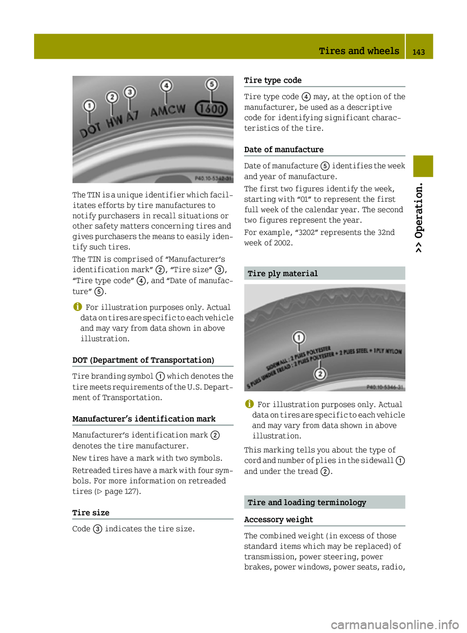 SMART FORTWO COUPE ELECTRIC DRIVE 2015 Owners Manual The TIN is a unique identifier which facil-
itates efforts by tire manufactures to
notify purchasers in recall situations or
other safety matters concerning tires and
gives purchasers the means to eas