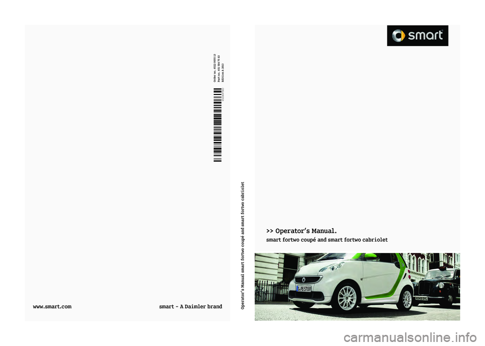 SMART FORTWO COUPE ELECTRIC DRIVE 2013  Owners Manual 