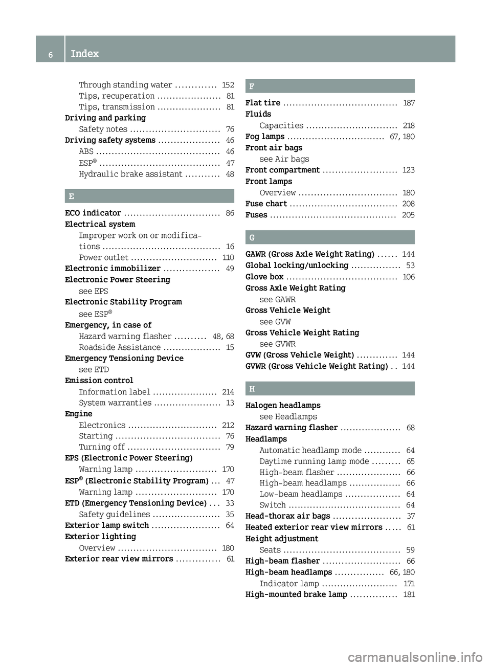 SMART FORTWO COUPE ELECTRIC DRIVE 2014  Owners Manual Through standing water
.............152
Tips, recuperation .....................81
Tips, transmission ..................... 81
Driving and parking
Safety notes ............................. 76
Driving