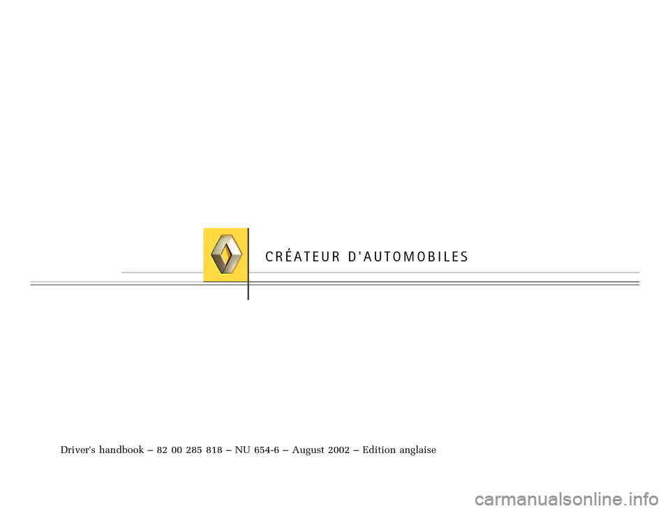 RENAULT CLIO 2003 X65 / 2.G Owners Manual �Q�X������B�I�U�D�B�*���T�[�G� � ��������� � ������ � �3�D�J�H� ����
nu654-6 - CLIO IIC:\Documentum\Checkout
u654-6_eng_T6.WIN 28/10/2002 12:31-page22
Drivers handbook 