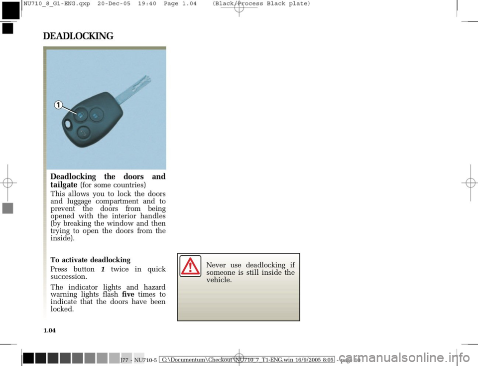 RENAULT MODUS 2008 1.G User Guide RENAULT MODUS 2008 1.G User Guide