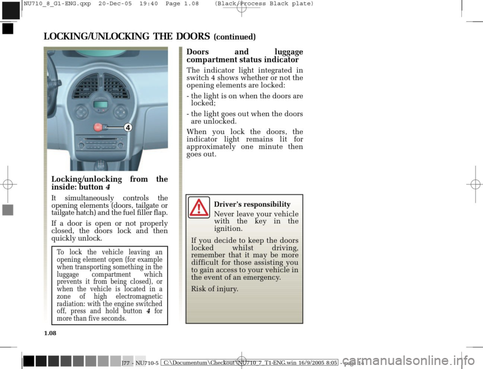 RENAULT MODUS 2008 1.G User Guide RENAULT MODUS 2008 1.G User Guide