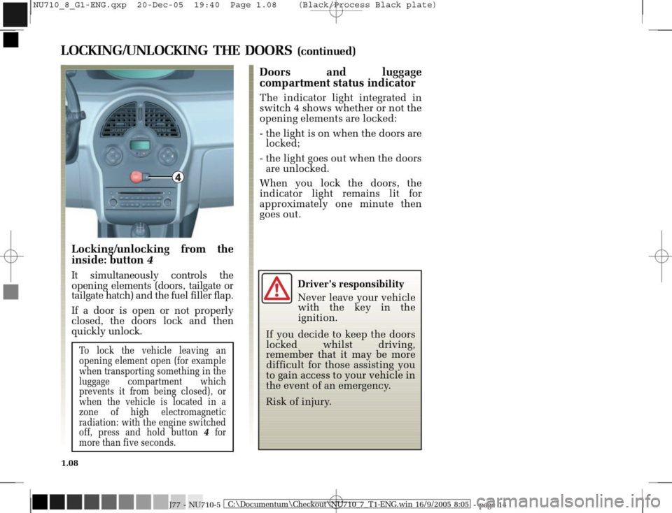 RENAULT MODUS 2008 1.G User Guide 