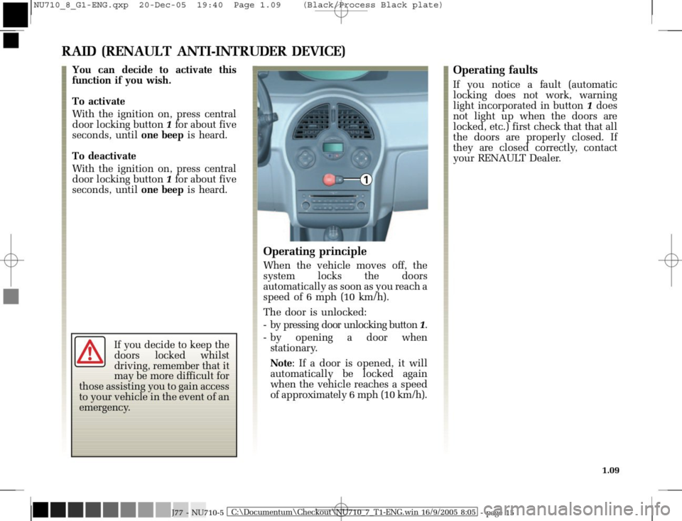 RENAULT MODUS 2008 1.G User Guide 