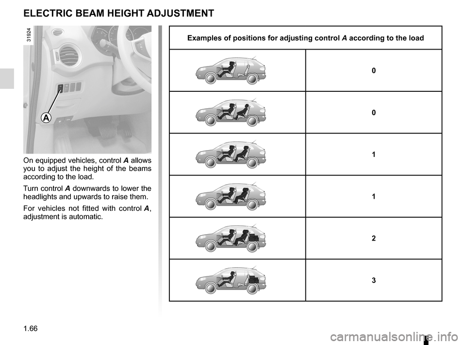 RENAULT KOLEOS 2012 1.G Manual PDF electric beam height adjustment ........... (up to the end of the DU)
lights: adjustment of headlight beam height  
(up to the end of the DU)
lights adjustment  ...................................... 