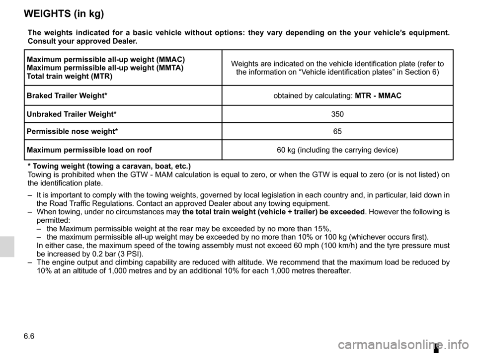 RENAULT TWINGO 2012 2.G Repair Manual weights .................................................................. (current page)
towing weights  ....................................................... (current page)
towing a caravan  .....