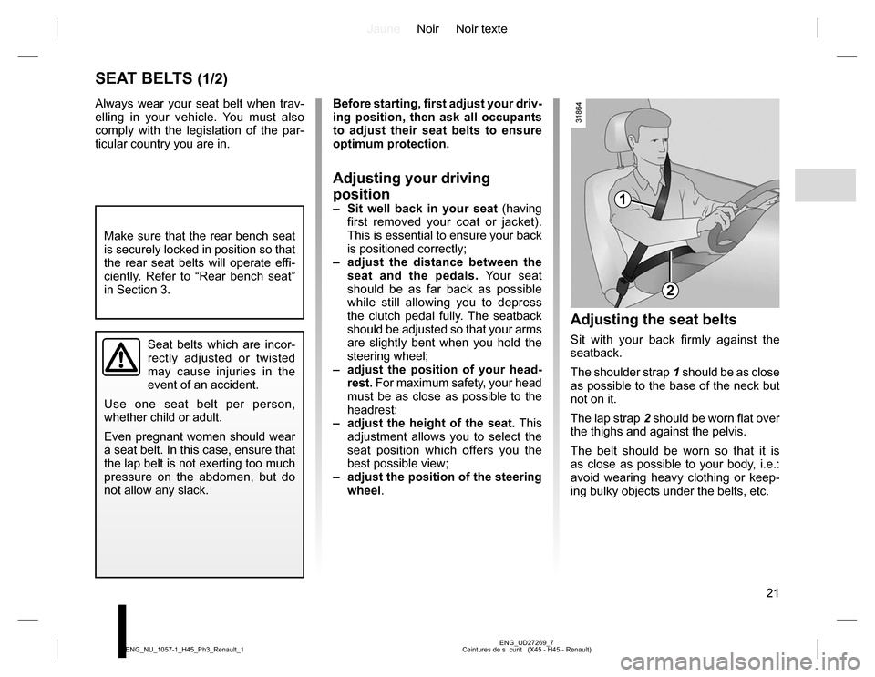 RENAULT KOLEOS 2015 1.G Owners Manual RENAULT KOLEOS 2015 1.G Owners Manual, Page 21