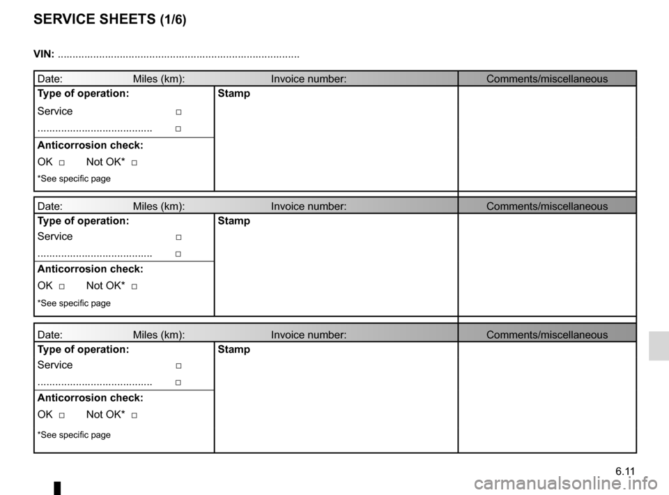 RENAULT MEGANE HATCHBACK 2016 X95 / 3.G Owners Manual service sheets....................................... (up to the end of the DU)
maintenance:mechanical  ...................................... (up to the end of the DU)
maintenance: mileage before ser