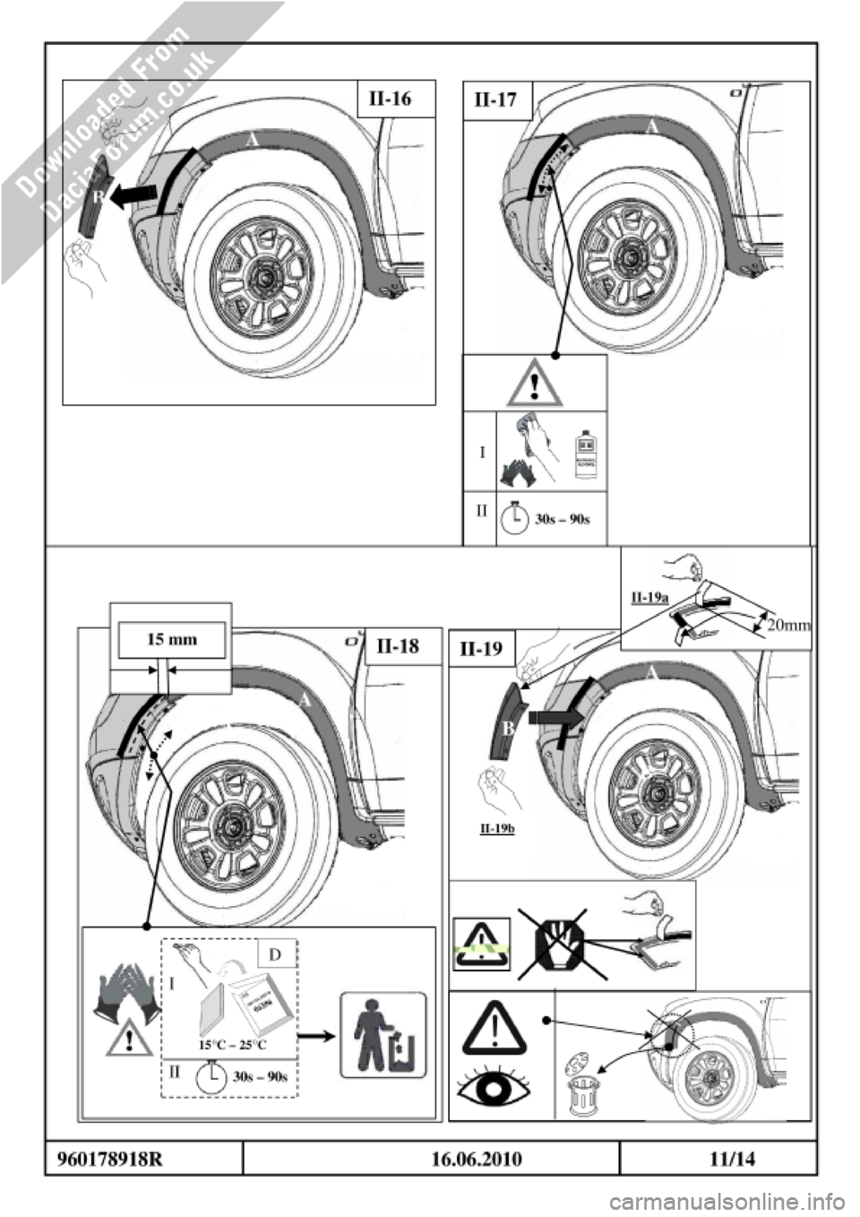 DACIA DUSTER 2010 1.G Wheelarch Mouldings Fitting Guide User Guide 