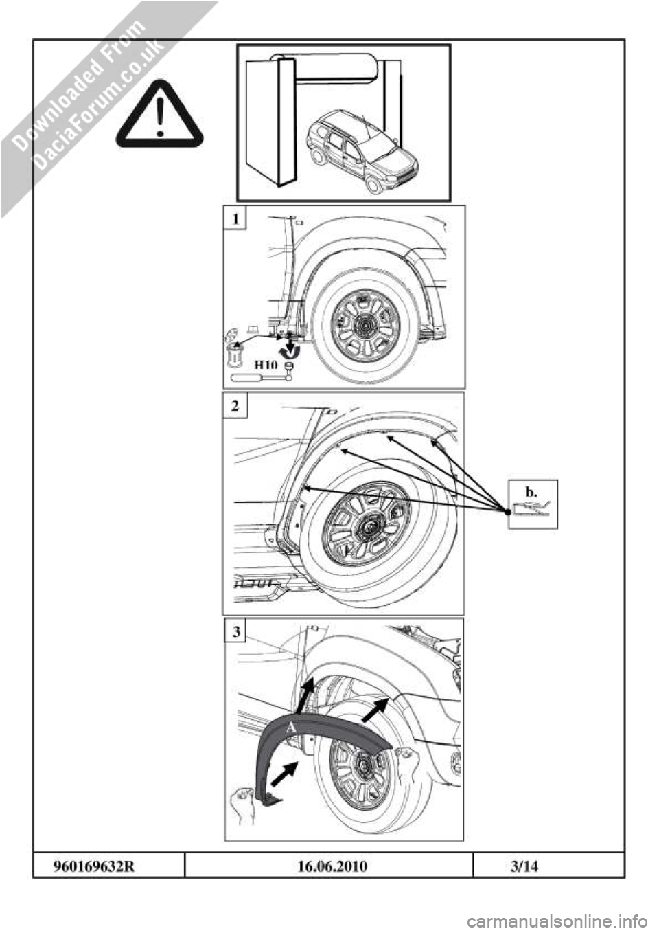 DACIA DUSTER 2010 1.G Wheelarch Mouldings Fitting Guide User Guide 