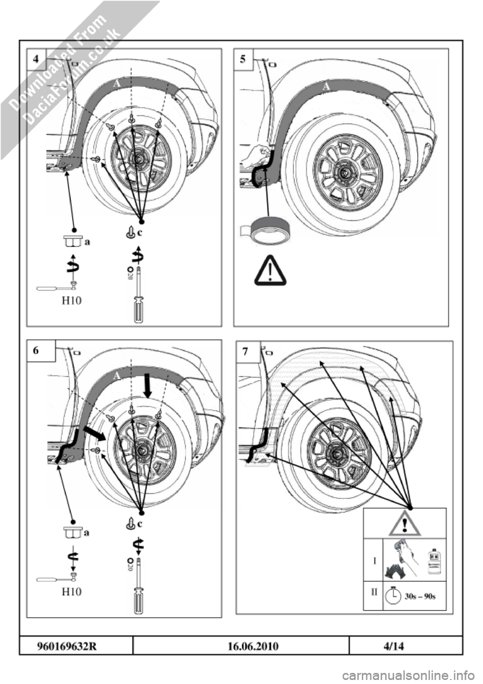 DACIA DUSTER 2010 1.G Wheelarch Mouldings Fitting Guide User Guide 