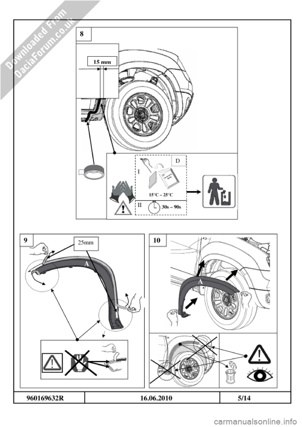 DACIA DUSTER 2010 1.G Wheelarch Mouldings Fitting Guide User Guide 