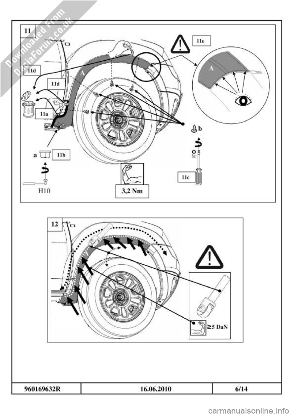 DACIA DUSTER 2010 1.G Wheelarch Mouldings Fitting Guide User Guide 