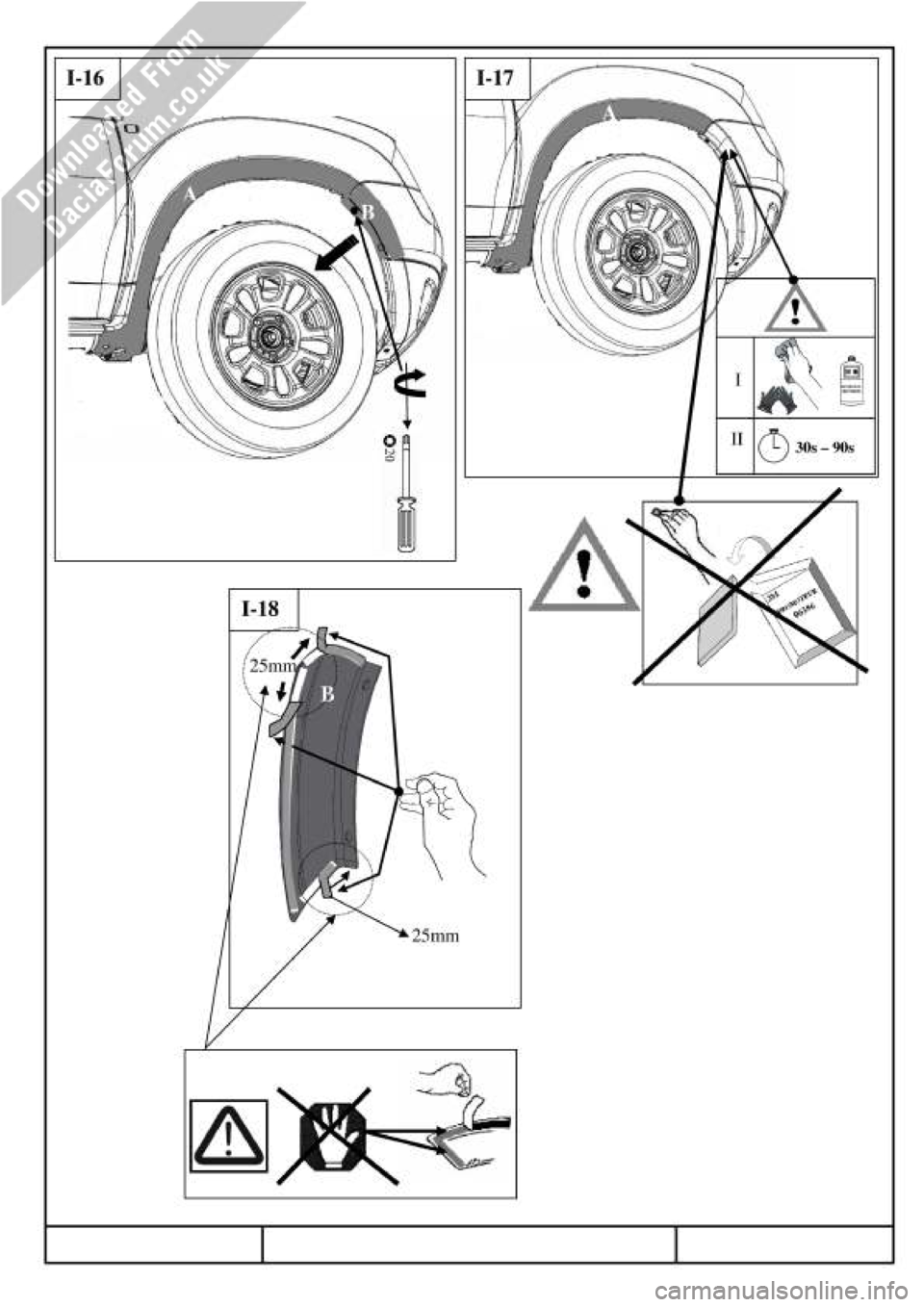 DACIA DUSTER 2010 1.G Wheelarch Mouldings Fitting Guide User Guide 