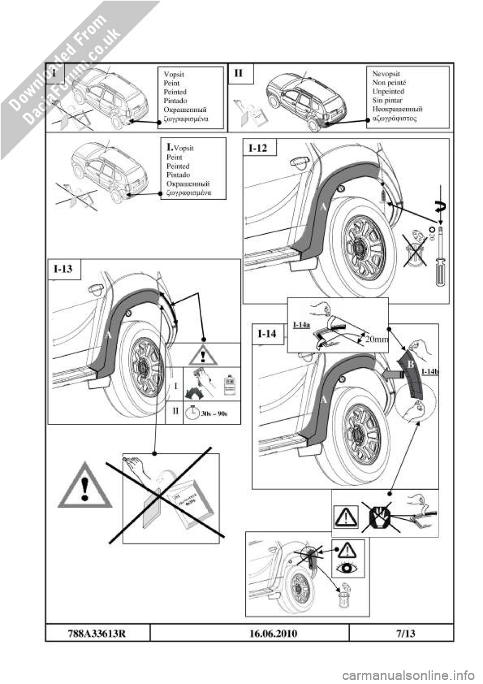 DACIA DUSTER 2010 1.G Wheelarch Mouldings Fitting Guide Owners Guide DACIA DUSTER 2010 1.G Wheelarch Mouldings Fitting Guide Owners Guide