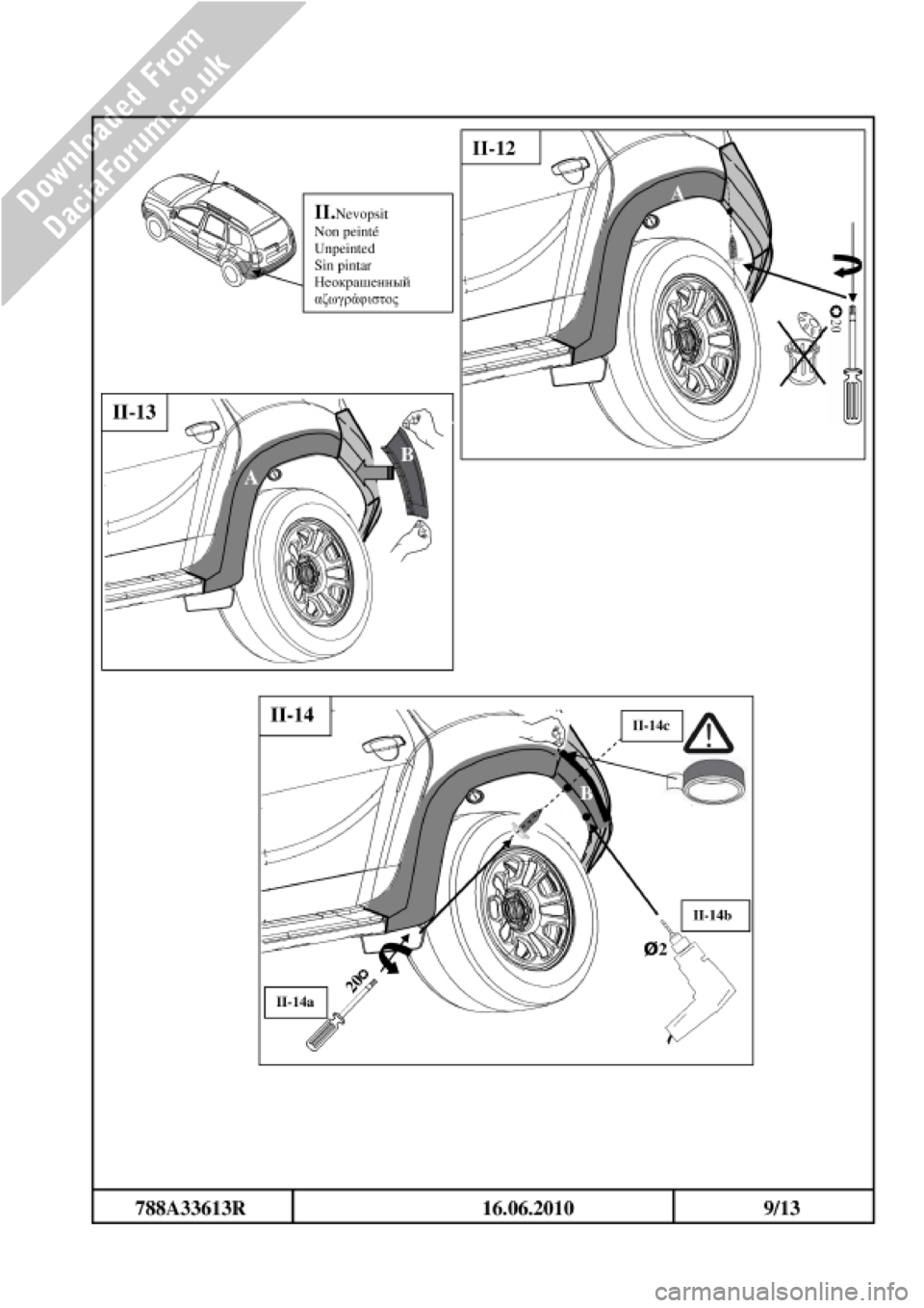 DACIA DUSTER 2010 1.G Wheelarch Mouldings Fitting Guide Owners Guide 